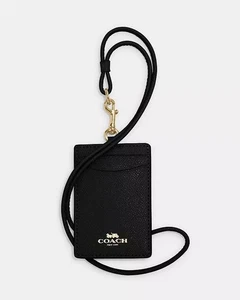* Coach schwarz PVC Canvas Leder Ausweishalter Schlüsselband neu mit Etikett  - Bild 1 von 2