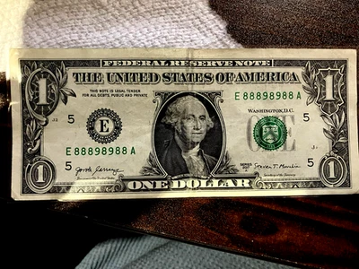 Binary Dollar Fancy Serial Number E 88898988 A - Image 1 of 2