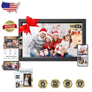 Large 15.6-Inch FHD Digital Photo Frame with Auto-Rotate & Easy Sharing via App - Picture 1 of 9