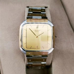 SEIKO 9300-5330 CREDOR Quartz Men's Watch Gold Dial Analog Square From Japan - Picture 1 of 9