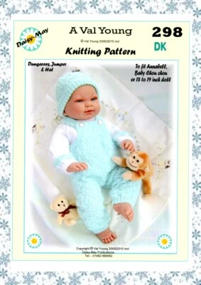 DOLL'S KNITTING PATTERN 18"/19" DOLL pattern No. 298 A Val Young pattern