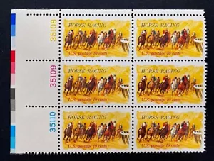 US Stamps, Scott #1528 10c 1974 Block of 6 of Horse Racing XF M/NH. PO Fresh - Picture 1 of 3