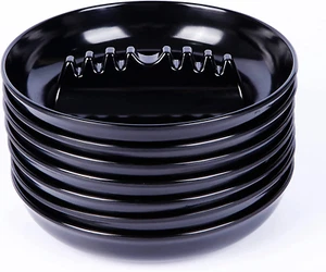 7Pcs Ashtray Sets, Ash Tray for Cigarettes and Cigar, round Black Large Size Pla - Picture 1 of 12