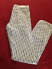 Christian Dior Blue and White Oblique Kasuri Cotton Denim Sz 30 Worn 1x $2450