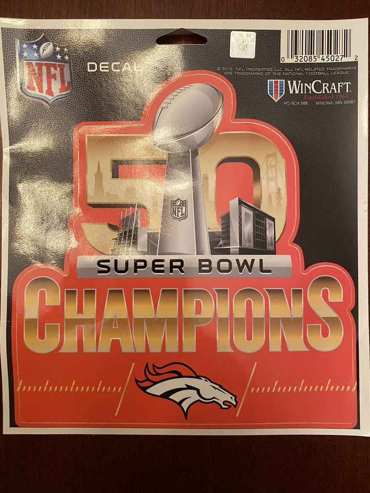 WinCraft NFL 丹佛野马超级碗 50 冠军 2016 贴花 — 第 1/1 张图片
