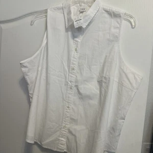 J Crew Woman’s White Basic Button Front Tank Shirt 3X A3 Xxxl $49 - Picture 1 of 3
