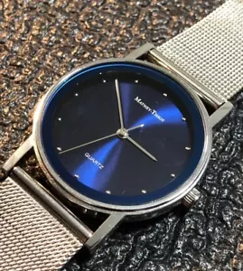 Mathey-Tissot 32mm Silver Tone Unisex Watch Blue Dial Dress Wristwatch New Bat. - Picture 1 of 24
