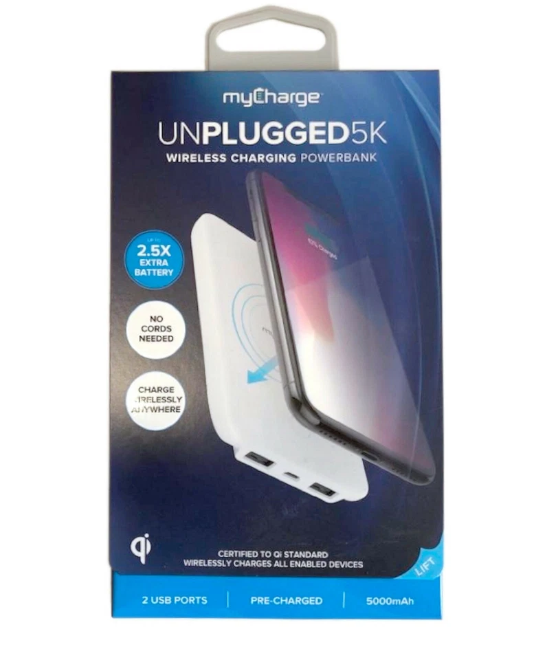 myCharge Unplugged 5k Wireless Charger Portable Battery Power Bank