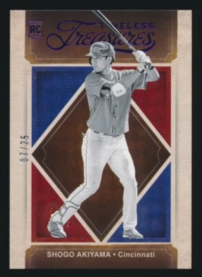 2020 Panini TIMELESS TREASURES (Purple) -#1 SHOGO AKIYAMA RC (Reds) -Ser# 07/25 - Image 1 of 2
