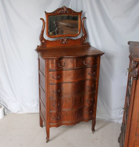 Antique Oak Hi-boy Chest of Drawers - original finish Cover