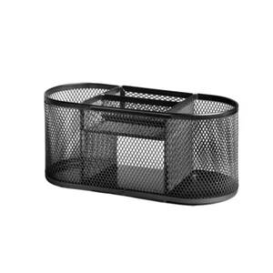 Desk Organiser – Metal Desk Organiser, Multi-Use Desk Tidy & Pen Holder Black - Picture 1 of 4
