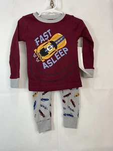 Wonder Nation Boys Graphic Fast Sleep Cars Red & Gray Long-S Pajama 2 Pc Set - Picture 1 of 12