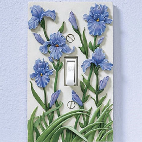 NEW PURPLE IRIS GARDEN LIGHT SWITCH PLATE COVER NEW IN BOX Cover