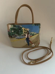Vintage Bueno Purse Girl Walking Dog - Picture 1 of 1
