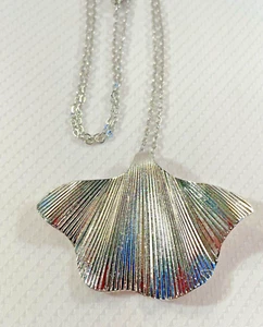 Ginkgo Tree Leaf Silver Necklace Stainless Chain Jewelry Longevity NEW 20% OFF - Picture 1 of 9