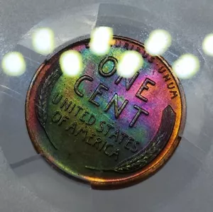 1957 D Lincoln Cent 1C PCGS MS65RB CAC Rainbow Toned True Monster Neon Toning - Picture 1 of 11