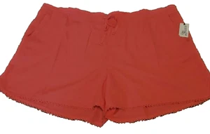 TERRA & SKY CORAL ORANGE SOFT SHORTS W/TRIM Elastic Back Waist Pockets Sz 4X - Picture 1 of 9