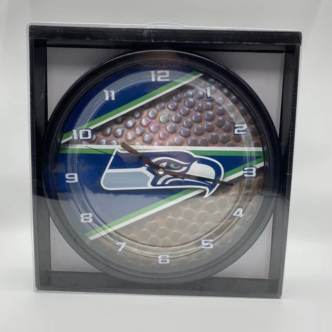 Seattle Seahawks Wall Clock NFL Football The Memory Company Round Man Cave NIB Cover