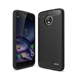 Motorola Moto E4 TPU Case Carbon Fiber Optik Brushed Motiv Schutz Hülle Schwarz - Zdjęcie 1 z 10