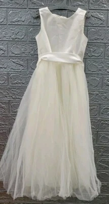 Nuevo Vestido David's Novia Niña Flor Chifón Sin Mangas Blanco Talla 6 Foto 1 de 4