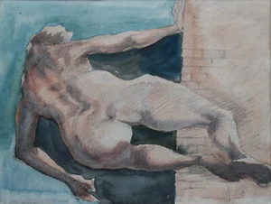 Modern Art Nude Painting - Watercolor Painting Original Framed - Roger Coppe - Picture 1 of 10
