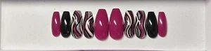 Magenta, Schwarz, Pink Glitzer Abstraktes Design Press On Nails - Bild 1 von 1