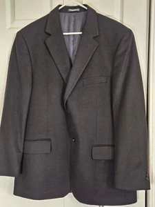 Arnold Brant Cashmere Blazer Suit Jacket Men's 46R Two Button Black Preppy - Picture 1 of 10