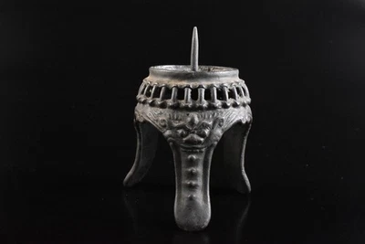 T6187: Antigua escultura japonesa de león de cobre SHOKUDAI/soporte, soporte arte budista Foto 1 de 4