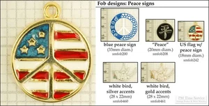 Peace sign & symbol decorative fobs, various designs & keychain options - Picture 1 of 6