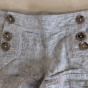 Express Shorts Womens 00 Black & White Linen, Button Front Shorties Beach Casual - Picture 1 of 11
