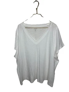 MADEWELL Damen-T-Shirt Bio-Baumwollmischung gestreift V-Ausschnitt Größe 3X - Bild 1 von 9