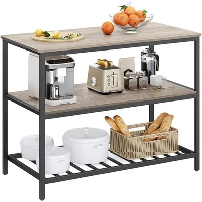 Kitchen Island with 3 Shelves 47.2 Inches Width Kitchen Shelf with Large Worktop - Image 1 of 4