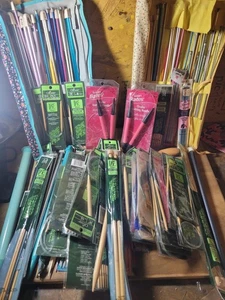 LARGE Knitting Needle Lot Bamboo - Picture 1 of 9