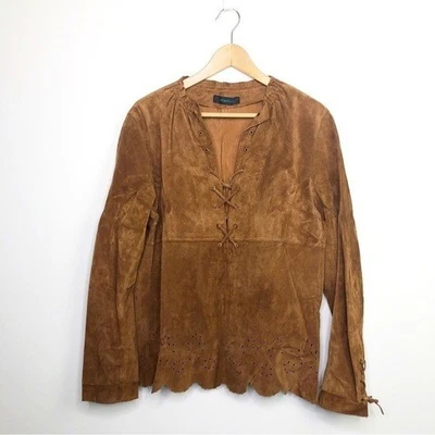 Top de gamuza tostada delantera de encaje Siena Studio Foto 1 de 4