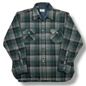 Vintage 70s Arrow Sportswear Men’s Brown Plaid Wool Blend Flannel Shirt Large - Picture 1 of 5