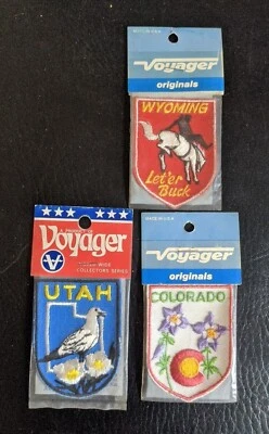 Lot of 3 Voyager State Souvenir Embroidered Sew On Patches Emblems Vintage - Image 1 of 4