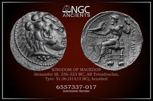 Moneda griega antigua Alejandro III NGC Ch F. AR tetradracma 336-323 aC. A1218 - Imagen 1 de 11