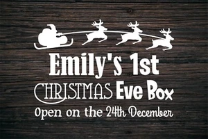 INDIVIDUELLER 1. WEIHNACHTSABEND BOX AUFKLEBER - VINYL AUFKLEBER BABY JUNGE MÄDCHEN PERSONALISIERT - Bild 1 von 5