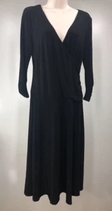 Schönes schwarzes figurbetontes Partykleid mit tiefem Ausschnitt Größe 12 Rüschenärmel sexy - Bild 1 von 6