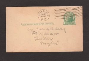 U.S. Postal Card - Postmark - Rolla, Mo. - July 29, 1937 - Picture 1 of 2