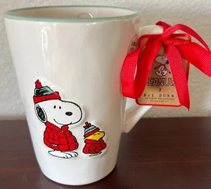 Rae Dunn Peanuts Let it Snow Snoopy & Woodstock Double Sided 16 oz Mug NWT - Picture 1 of 4