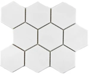 Azulejo mosaico cerámica hexagonal blanco brillante baño salón cocina 11F-0101 1 estera - Imagen 1 de 6