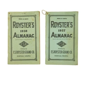 Roysters Almanac 1937 1938 Vintage Lote de 2 Agricultura Agricultura Jardinería Regalo - Imagen 1 de 16