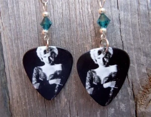 Marilyn Monroe Guitar Pick Earrings with Green Swarovski Crystals - Picture 1 of 2