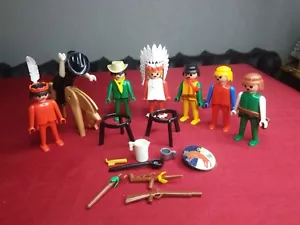 Vintage Playmobil Geobra lot horse cowboys indians accessories - Picture 1 of 12