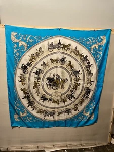 Vintage King Ledurt Reitsport Seidentuch blau-weiß 34 quadratisch D1 - Bild 1 von 4