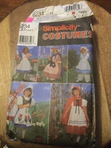 2001 SIMPLICITY 8234 Child's Costumes  Dutch Girl Alice Bo Peep Red Hood BB CUT - Picture 1 of 2