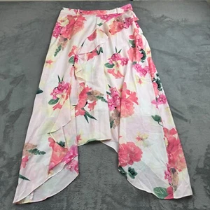 Calvin Klein Womens Midi Skirt Size 8 Floral Asymmetric Whimiscal Lagenlook NEW - Picture 1 of 13