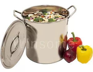 Stainless Steel Deep Stock Pot Soup Saucepan Casserole Catering Pan with Lid - Picture 1 of 6