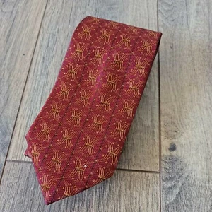 V&A MUSEUM 100% WOVEN SILK TIE .. Rich Red Gold Circles Pattern - Picture 1 of 7